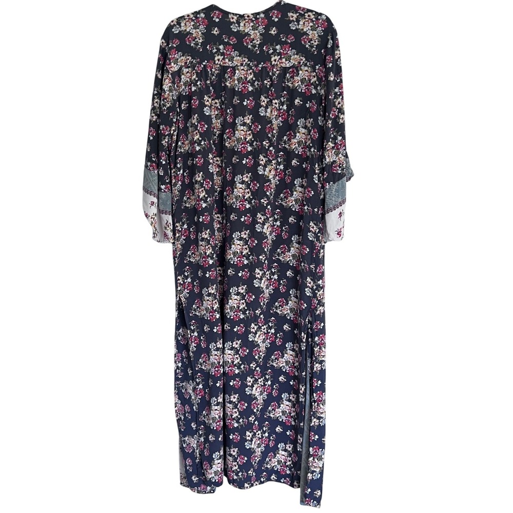Floral Duster Kimono Womens Medium Mixed Boho‎ Patchwork Print Longline Slits - Picture 7 of 9
